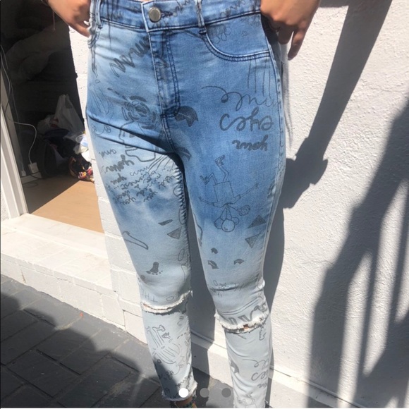 ZARA TWO TONE DRAWN ON SKINNY JEANS